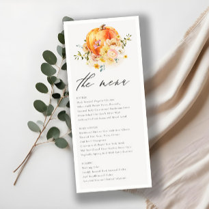 Rustic Floral Orange Autumn Pumpkin Wedding Menu