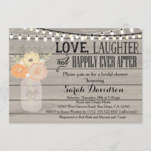 Rustic Floral Orange Bridal Shower Invitation