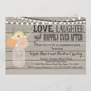 Rustic Floral Orange Engagement Party Invitation