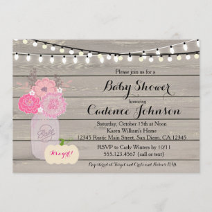 Rustic Floral Orange Pink Girl Baby Shower Invite