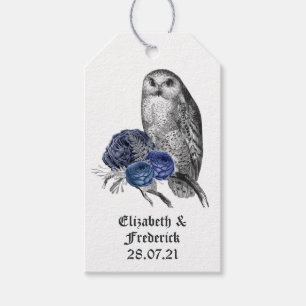 Rustic Floral Owl and Spiders Gothic Wedding Gift Tags