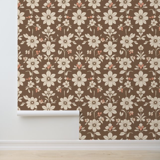 Rustic Floral Pattern with Earthy Tones Wallpaper (Application)