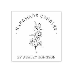 Rustic Floral Personalized Handmade By Rubber Stamp