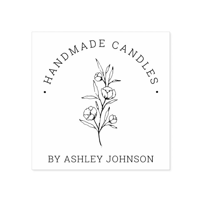 Rustic Floral Personalized Handmade By Rubber Stamp (Imprint)