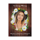 Rustic Floral Photo Memorial Prayer Card Funeral 