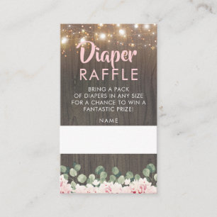 Rustic Floral Pink Baby Shower Diaper Raffle Enclosure Card