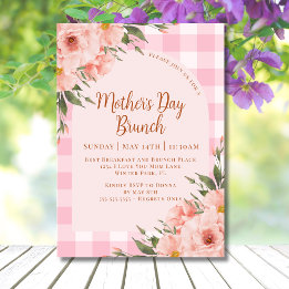 Rustic Floral Pink Copper Mother's Day Brunch Invitation