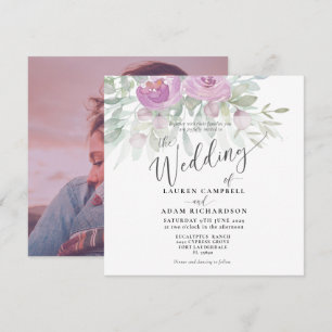 Rustic Floral Pink Eucalyptus Wedding Invitation