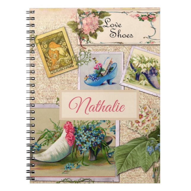 Rustic floral pink scrapbook   notebook (Front)