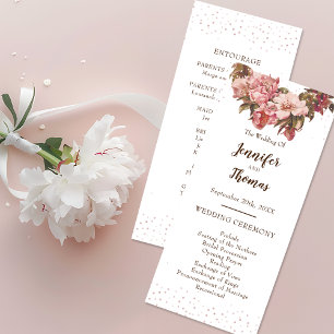 Rustic Floral Pink Wedding Program