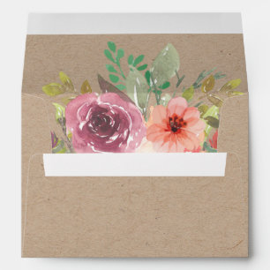 Rustic floral pre-addressed wedding envelope