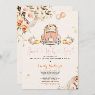 Rustic Floral Pumpkin Drive By Baby Shower Invitation
