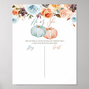 Rustic Floral Pumpkin Mint and Peach Voting Poster