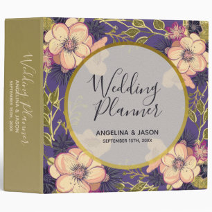 Rustic Floral Purple Wedding Planner Binder
