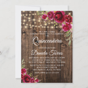 Rustic Floral Quinceañera 15th Invitation