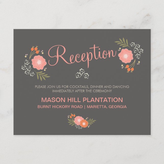 Rustic Floral Reception Cards (Front)