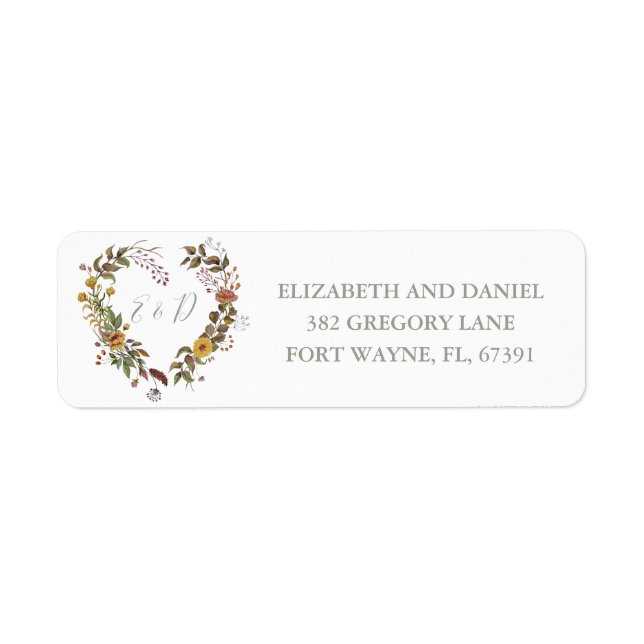 Rustic Floral Sage Green Wedding Return Address (Front)