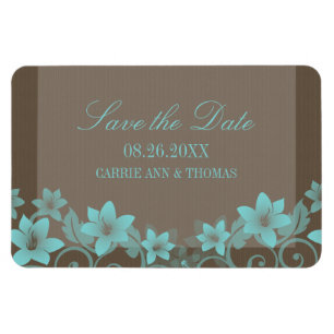 Rustic Floral Save the Date Magnet, Aqua Magnet
