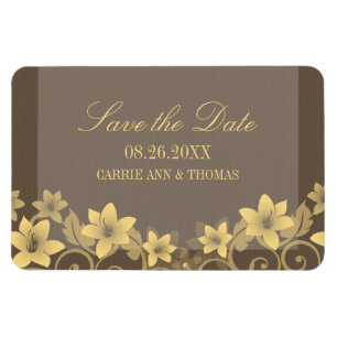 Rustic Floral Save the Date Magnet, Yellow Magnet