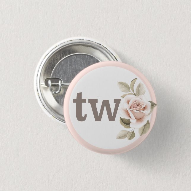 Rustic Floral Shabby Chic Roses 2nd Birthday Party 1 Inch Round Button (Front & Back)
