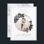 Rustic Floral Silver Framed Photo & Calligraphy Save The Date<br><div class="desc">Rustic Floral Framed Photo & Calligraphy Save the Date Cards. This design is sweet, elegant, and romantic. With faux metallic Silver foil text and Grey & White marble texture on the back side. Personalize it with your picture (you can even replace the marble back with your image). Wedding Save the...</div>