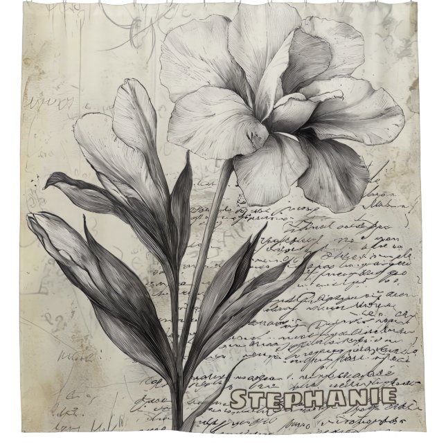 Rustic Floral Sketch with Calligraphy - Aged (3) (Front)