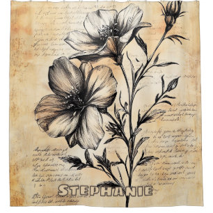 Rustic Floral Sketch with Calligraphy - Aged (6)