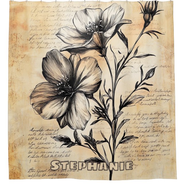 Rustic Floral Sketch with Calligraphy - Aged (6) (Front)