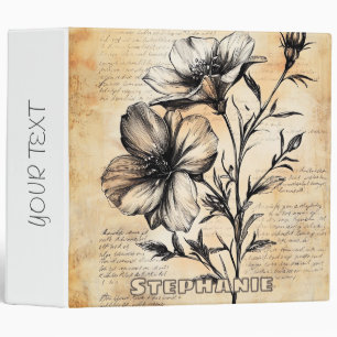 Rustic Floral Sketch with Calligraphy - Aged (6) Binder