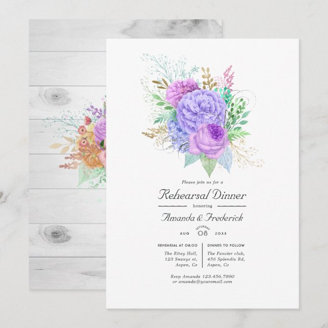 Rustic Floral Spring Rehearsal Dinner Invitation (Front/Back)
