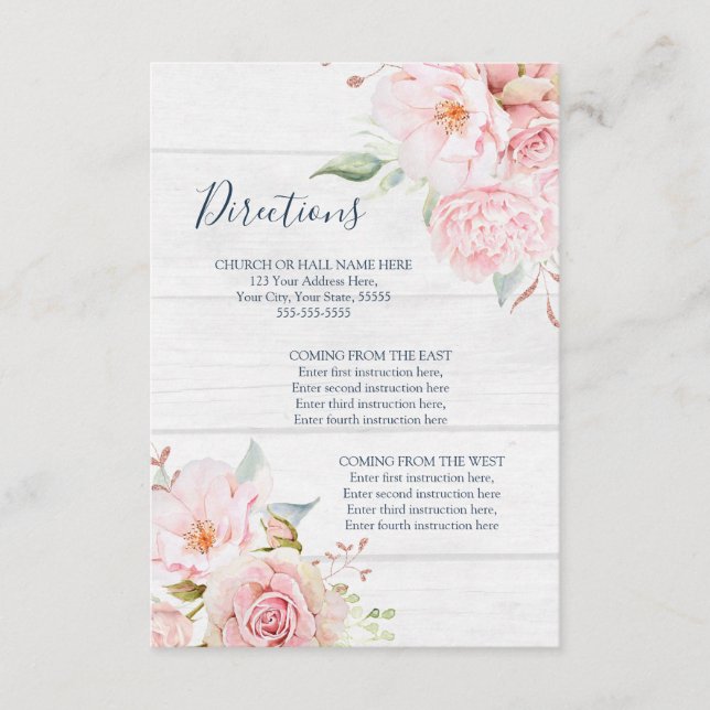 Rustic Floral Spring Wedding Direction Insert (Front)