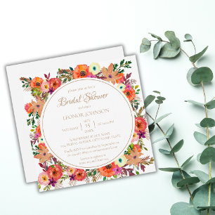 Rustic Floral Square Bridal Shower Invitation