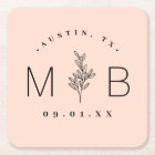 Rustic Floral Stem Wedding Monogram | Blush