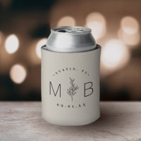 Rustic Floral Stem Wedding Monogram | Light Beige