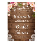 Rustic Floral String Light Lace Bridal Shower Sign