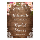 Rustic Floral String Light Lace Bridal Shower Sign