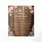 Rustic Floral String Lights Bridal Shower Backdrop