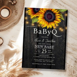 Rustic floral sunflower barbecue BabyQ baby shower Invitation