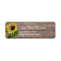 Rustic Floral Sunflower Driftwood Return Address