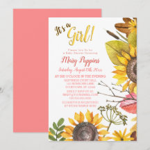 Rustic Floral Sunflower Garden Girl Baby Shower