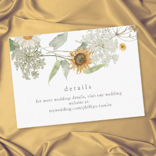 Rustic Floral Sunflower Wildflower Wedding Details Enclosure Card