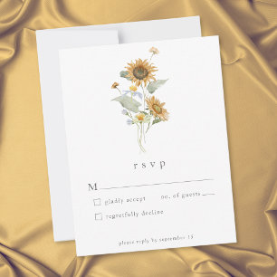 Rustic Floral Sunflower Wildflower Wedding RSVP Card