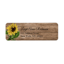 Rustic Floral Sunflower Wood Return Address