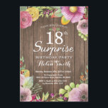 Rustic Floral Surprise 18th Birthday Invitation<br><div class="desc">Rustic Floral Surprise 18th Birthday Invitation for Women. Watercolor Floral,  Pink,  rustic wood background. For further customization,  please click the "Customize it" button and use our design tool to modify this template.</div>