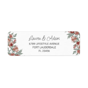 Rustic Floral Terracotta Wedding Address Label