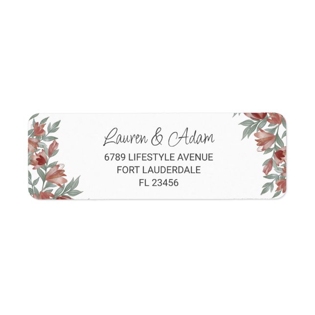 Rustic Floral Terracotta Wedding Address Label (Front)