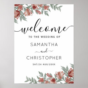 Rustic Floral Terracotta Wedding Sign