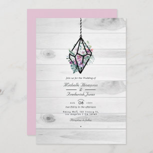 Rustic Floral Terrarium QR Code Garden Wedding Invitation