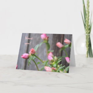 Rustic Floral Thank You Flowers Against Wood Fence Card