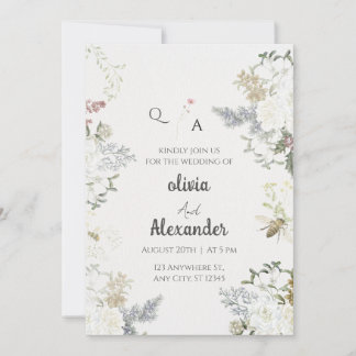 Rustic Floral Vintage Wedding Invite